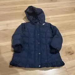 petit main ネイビー フリル付きダウンコート 110