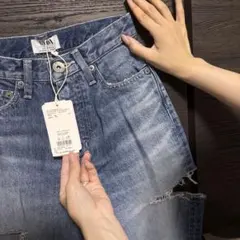 GYDA H/W BOTH SIDE RIPPED ストレートワイドデニム XS