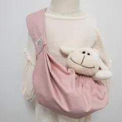 おままごと用スリング ドールキャリア ピンク×ピンクイチゴ柄【473】