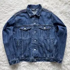 ペイズリー柄×ワッペン　デニムジャケット　Gジャン　インディゴブルーカバーオール