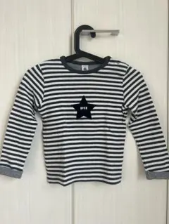 PETIT BATEAU プチバトー 長袖カットソー 黒白ストライプ 星刺繍