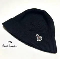 PS Paul Smith 虹色シマウマ ニット　キャップ　FREE ウール　黒