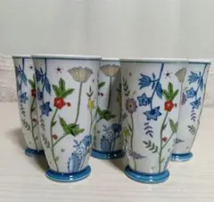 有田焼 清秀 フリーカップ 5客セット 花柄 未使用品のサムネイル