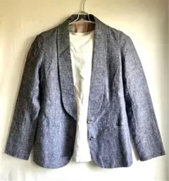 ✅極美品✅綿麻ジャケット/春夏秋/grove/薄いブルーグレー/Mのサムネイル