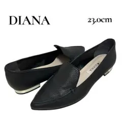 極美品✨DIANA ポインテッドトゥ ローファー パンプス レザー ブラック