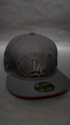NEWERA LAドジャースオールブラックデザイナーズカスタムキャップ5/8