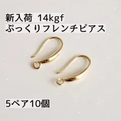 新入荷 高品質 14kgf ぷっくりフレンチフックピアス　5ペア10個