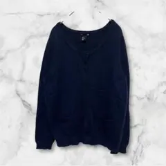 H&M ネイビー ボタン付きカーディガン L