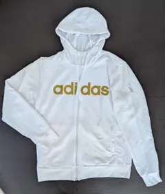 ★ゲリラセール★adidas フルジップパーカー ホワイト ゴールドロゴ S