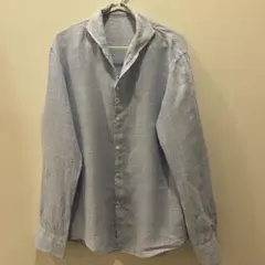 SHIPS シップス　長袖リネンシャツ　ブルー系
