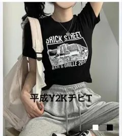 【平成Y2KチビT】BRICK STREET ロゴプリント 半袖ブラック