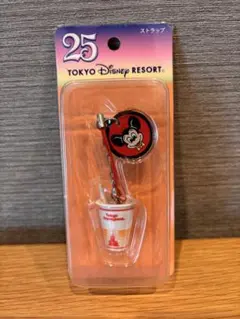 ☆ディズニー　２５周年　復刻　ドリンク　ストラップ　レトロ☆