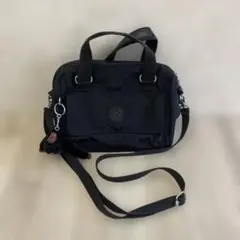 【美品】キプリング　2way ショルダーバッグ　ナイロン　濃紺　モンキーチャーム