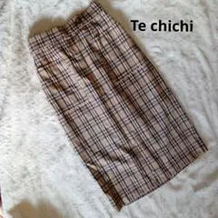 【Te chichi】チェック柄　スカート ベージュ系