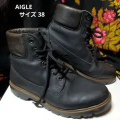 AIGLE ヌバック ワークブーツ ショートブーツ ブラック