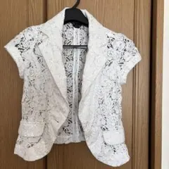 CECIL McBEE ホワイト レース ショートスリーブジャケット