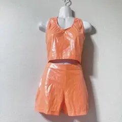 ホルタートップス　ショートパンツセット　タグ付き　ラメ生地カットソー　イタリー製