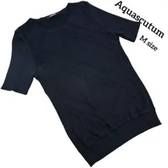 【Aquascutum】アクアスキュータム ニット　半袖　リブ　絹　混合　老舗のサムネイル