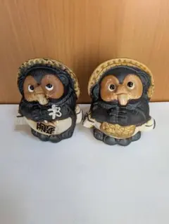258 たぬき　開運　小判　ひょうたん　縁起物　2匹セット