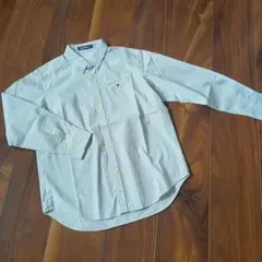 familiar ボタンダウンシャツ 白青ストライプ 140