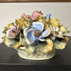 イタリア製 BASSANO バッサーノ 陶器 陶花 花籠 インテリア
