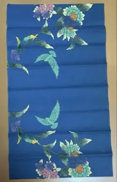 昭和レトロ 青緑 鳥柄 和柄はぎれ 約37×69 カット布 ハンドメイド素材