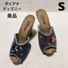 美品ダイアナ&ディズニーコラボ　デニムサンダル　ミッキーＳ約22.5
