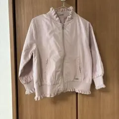 petit mainフリル付きピンクジップアップジャケット