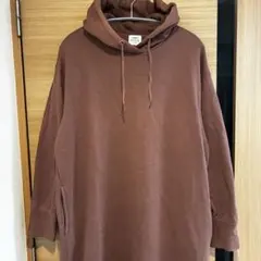 コーエン フーディーパーカーワンピース マキシ丈 ブラウン フリーサイズ