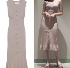 スナイデル　ORGANICSナローニットワンピース　SNIDEL ピンク✨