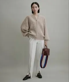 ADAM ET ROPE'FEMME]ファーニットミドルカーディガン