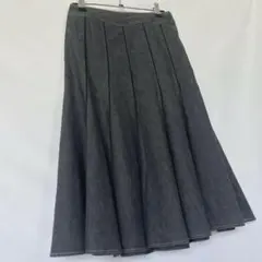 GEORGES RECH 麻混 デニム フレアスカート グレー リネン Aラインのサムネイル