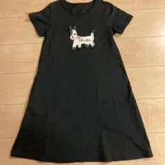 ベルメゾン 犬モチーフ 刺繍 半袖カットソー ブラック 150cmのサムネイル