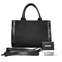 DIESEL レザー トートバッグ ブラック ポーチ付き スウェード 大容量 
