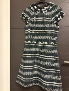 TORY BURCH 緑系ストライプひざ丈ワンピースのサムネイル