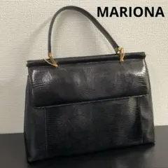 MARIONA リザード(トカゲ革) ハンドバッグ　ブラック