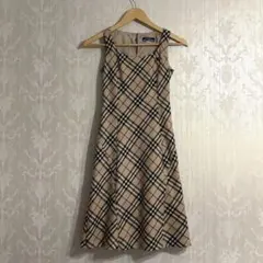BURBERRY ピンクノバチェック ノースリーブ ベルト 膝丈ワンピース 36