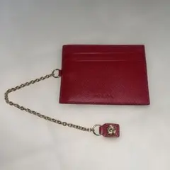 PRADA パスケース カードケース 定期入れ チェーン付き 本革 レザー