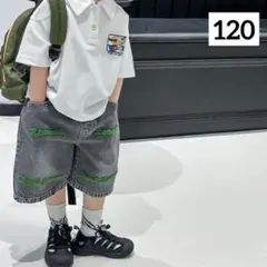 刺繍 デニム ハーフパンツ 120 半ズボン 男の子 女の子 キッズ 韓国 夏
