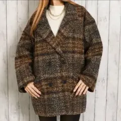 チェック柄コート