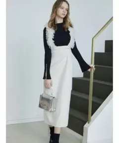 チュールサスペンダーストレートスカート