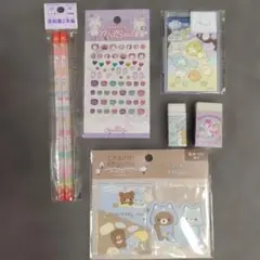 新品　サンリオキャラクターズ 文房具セット 赤鉛筆 ネイルシール 消しゴムミラー
