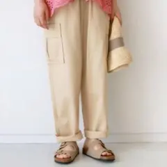 良品/Samansa Mos2/ヘリンボーンカーゴテーパードパンツ/ベージュ春夏