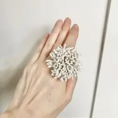 ビーズ　リング　ハンドメイド　白