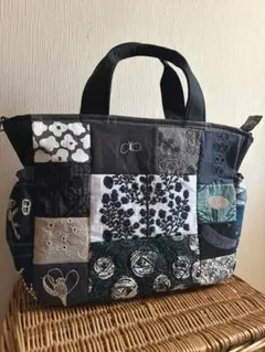 ヴ*ガ様 ミナペルホネン＊パッチギャザポケファスナートートLL✂️ハンドメイド
