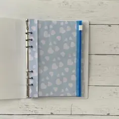 A5 6穴 システム手帳リフィル インデックス 5山 収納袋付 ハート柄