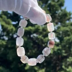 天然石 縞瑪瑙　ブレスレット　ピンク〜グレーベージュ