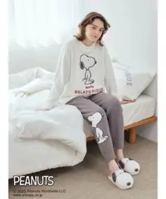 ジェラートピケ PEANUTSベビモコジャガードプルオーバー&ロングパンツセット