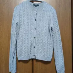 専用！UNIQLO ケーブルクルーネックカーディガン グレー　L
