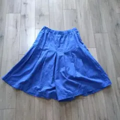 85.コットンリネン　ガウチョパンツ　ブルー